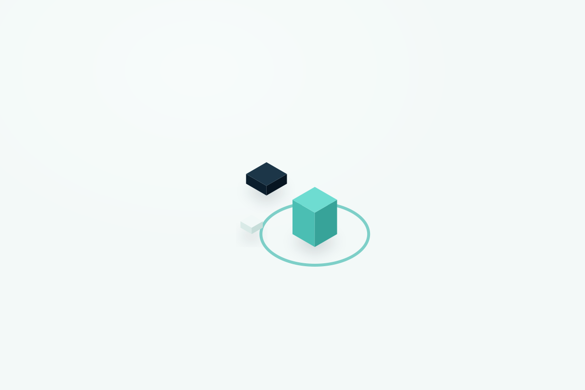 A low dark block set to one side and a taller teal block inside a ring. Illustration of a fresh fact from the web outweighing what an assistant remembers.